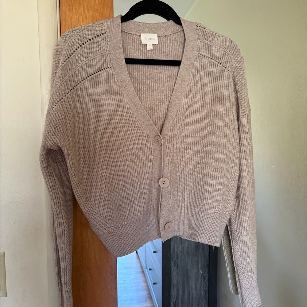 Cyrus Taupe Cardigan Sweater